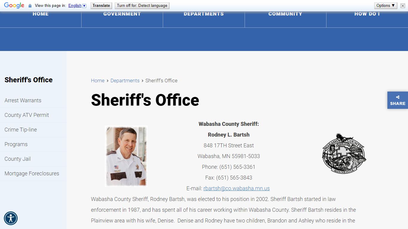 Sheriff s Department Wabasha County, MN